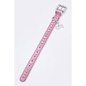 Ball Chain Crystal Dog Collar - Pink